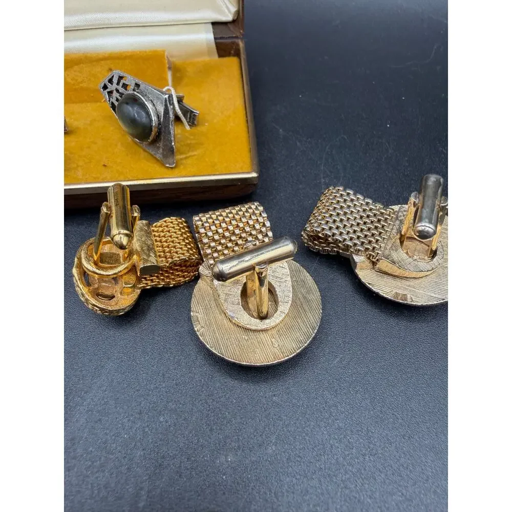 Vintage Men’s Cufflink Lot – Swank Swarovski MOP Glass + More